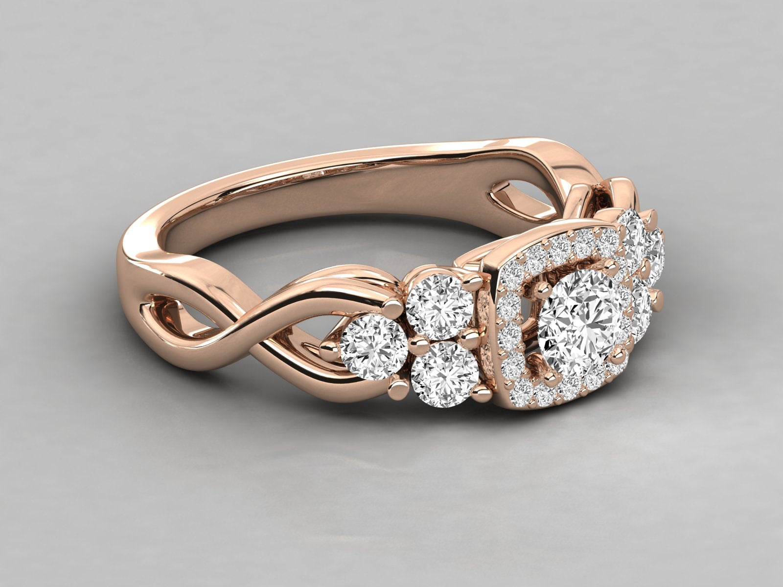 9K GOLD SOLITAIRE ROUND DIAMOND LADIES RING.