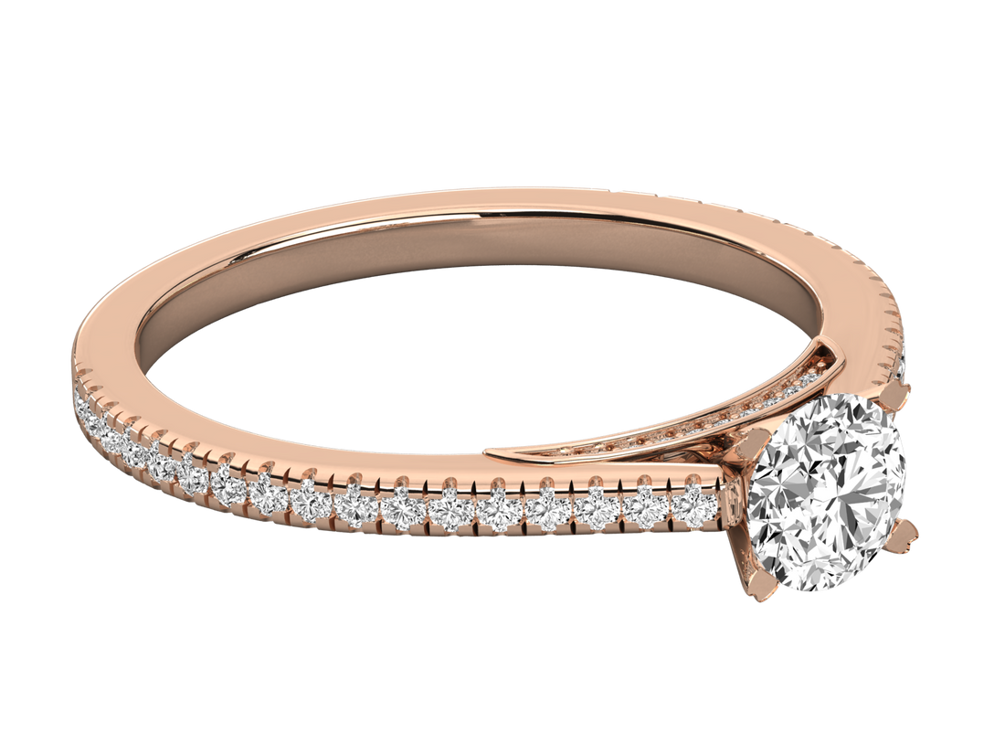 10K GOLD SOLITAIRE LAB GROWN DIAMOND LADIES RING.