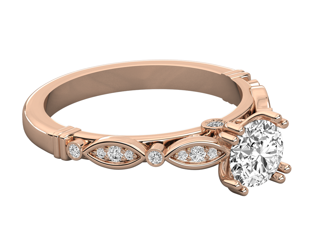 9K GOLD SOLITAIRE  LAB GROWN DIAMOND LADIES RING.