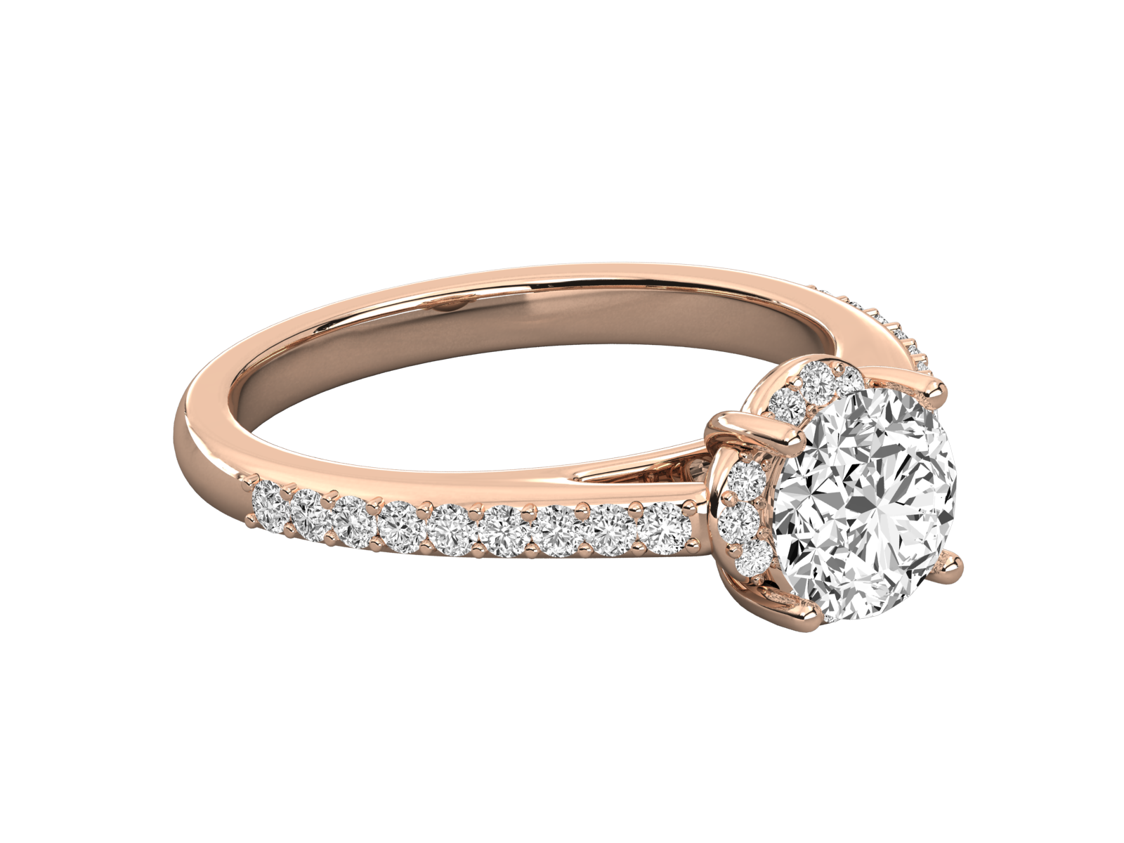 9K GOLD SOLITAIRE ROUND DIAMOND LADIES BRILLIANT RING.