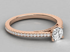 14K GOLD SOLITAIRE LAB GROWN DIAMOND LADIES  RING.