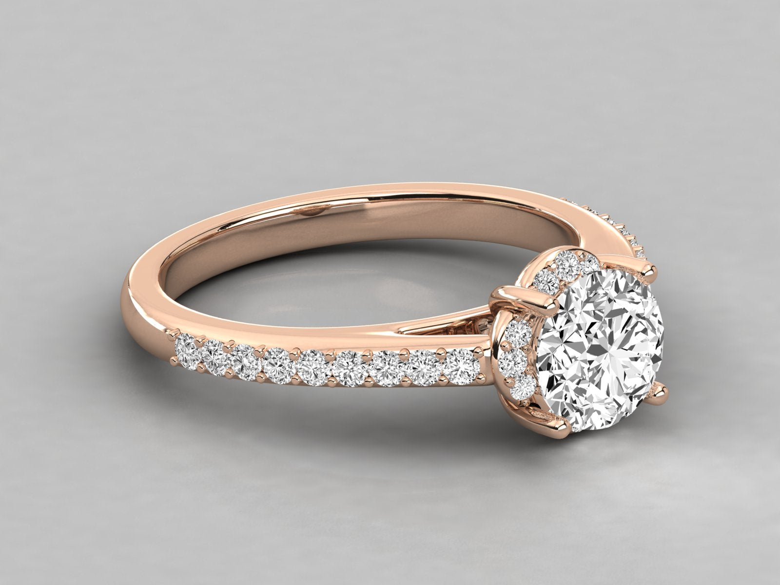 9K GOLD SOLITAIRE ROUND DIAMOND LADIES BRILLIANT RING.