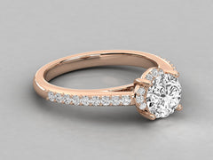 10K GOLD SOLITAIRE ROUND DIAMOND LADIES BRILLIANT RING.