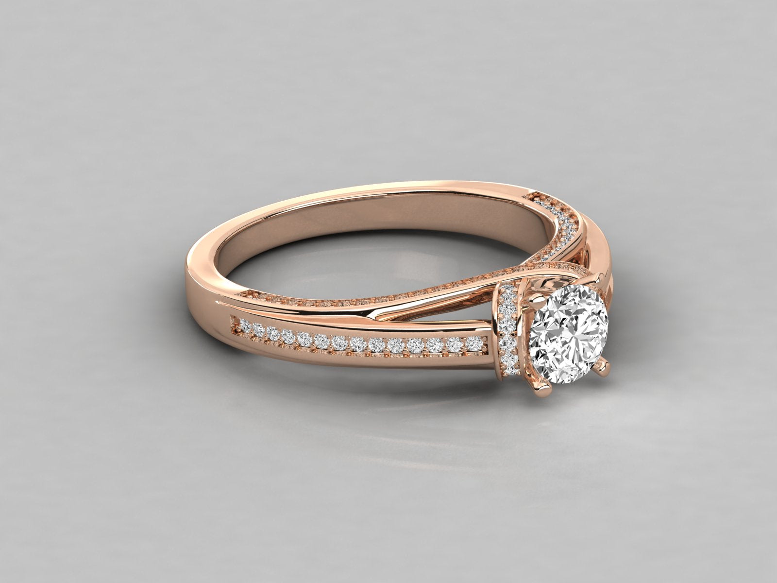 14K GOLD SOLITAIRE ROUND CUT LAB GROWN DIAMOND LADIES BRILLIANT RING.
