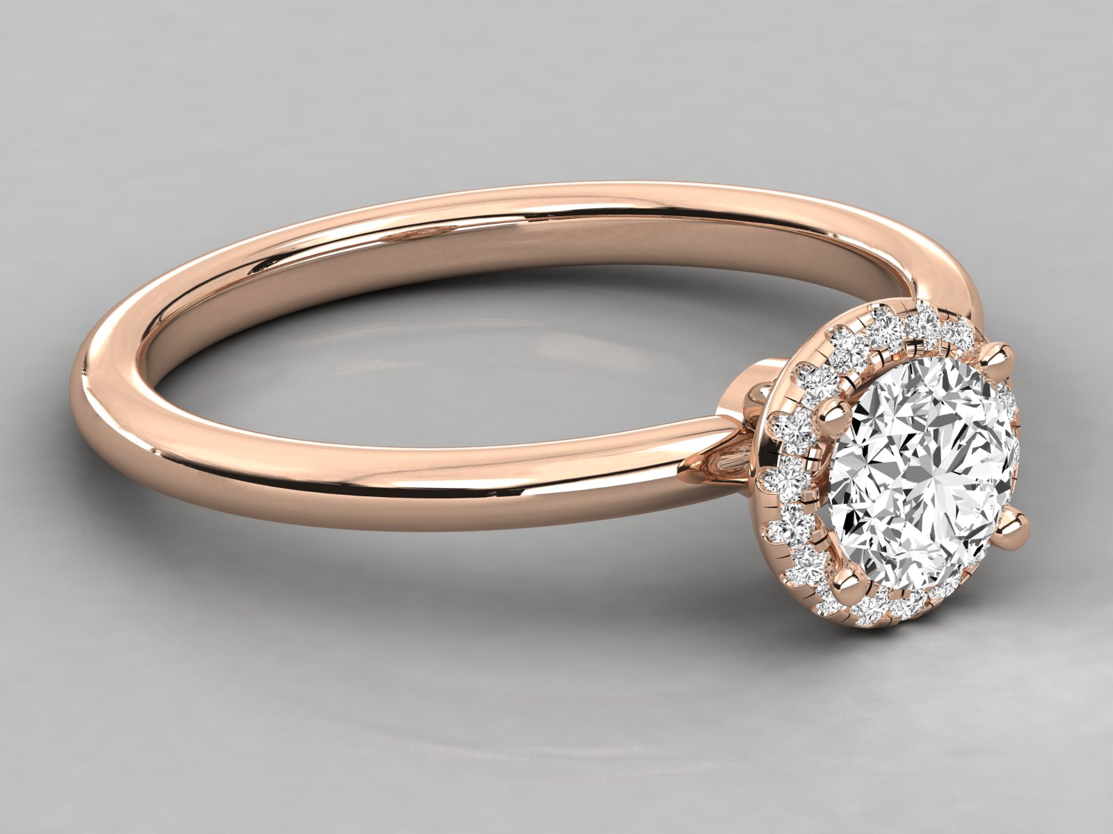 9K GOLD SOLITAIRE ROUND DIAMOND LADIES BRILLIANT RING.