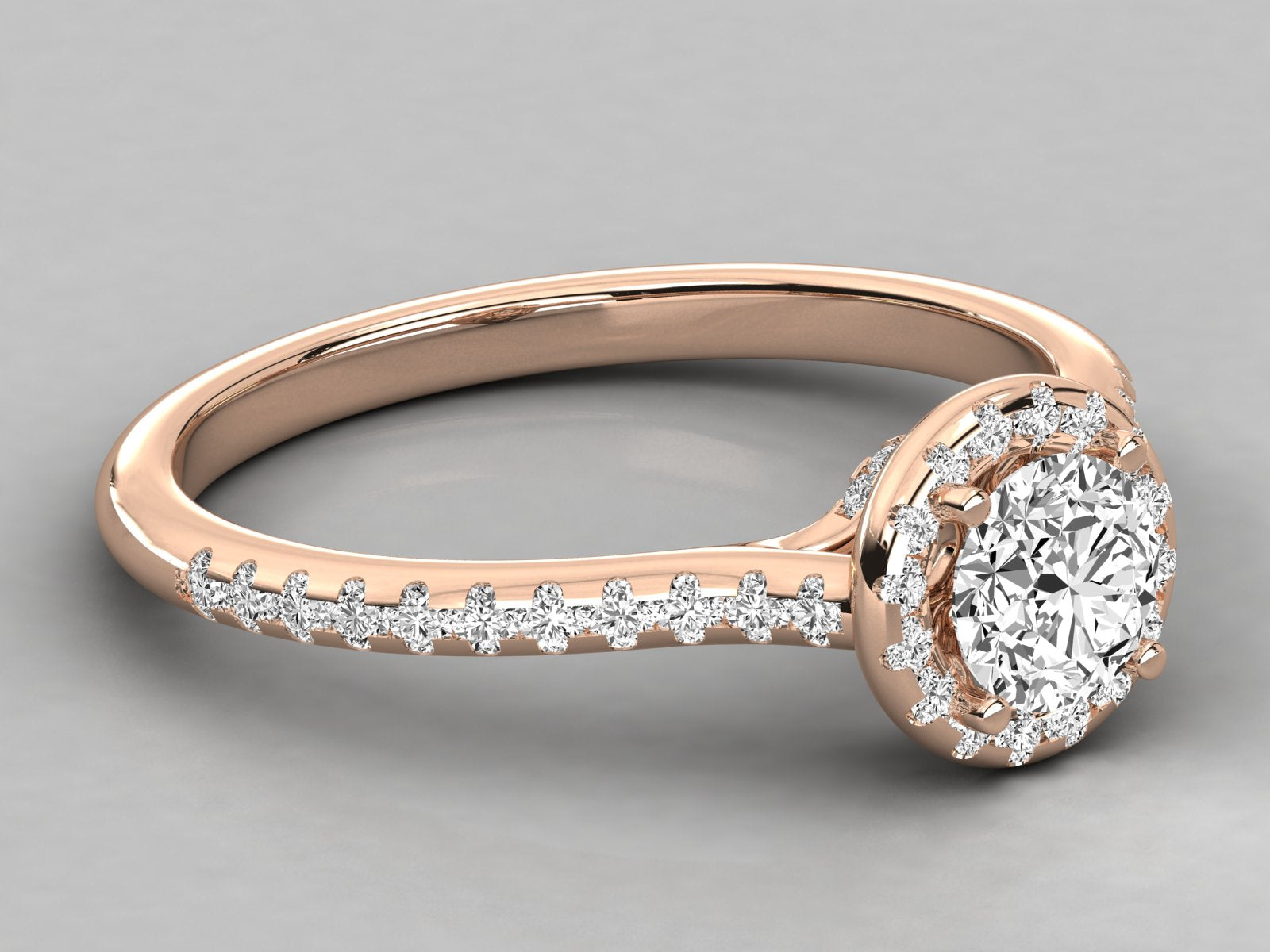 9K GOLD SOLITAIRE ROUND DIAMOND LADIES BRILLIANT RING.