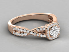 9K GOLD SOLITAIRE ROUND CUT LAB GROWN DIAMOND LADIES BRILLIANT RING.