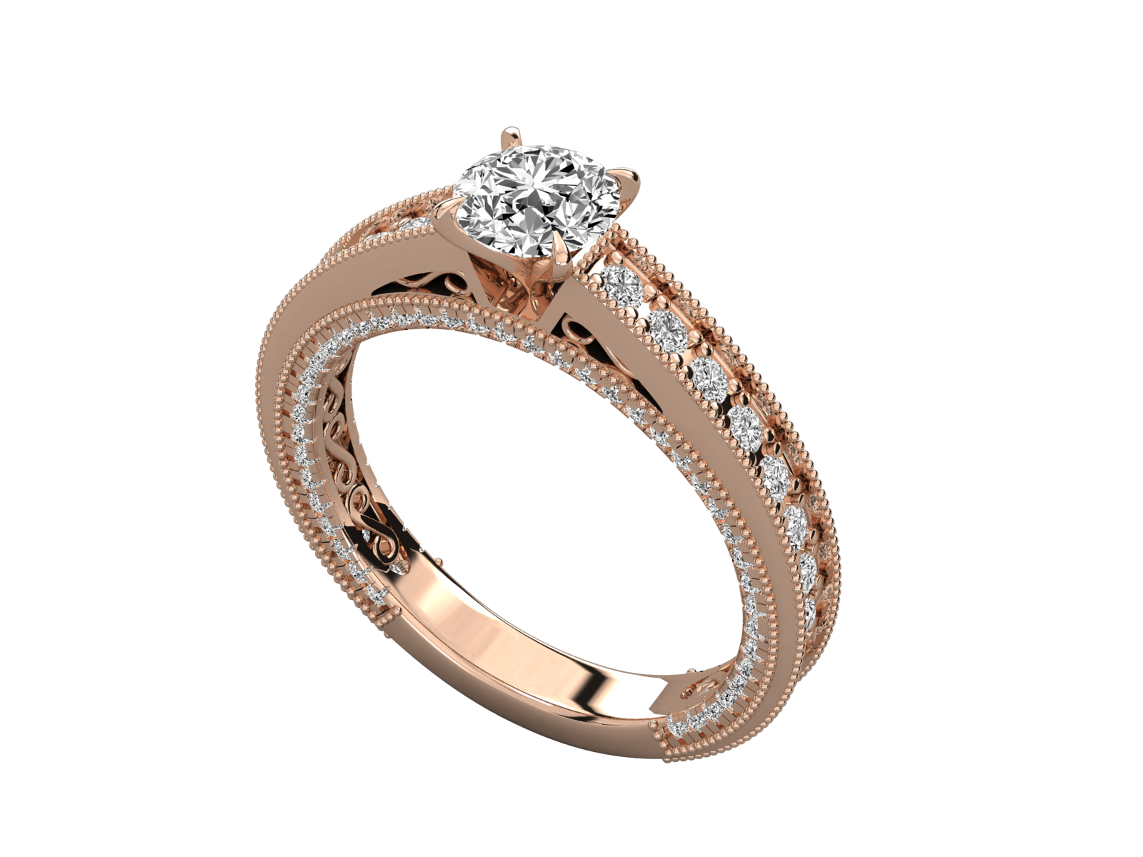 9K GOLD SOLITAIRE ROUND CUT LAB GROWN DIAMOND LADIES BRILLIANT RING.