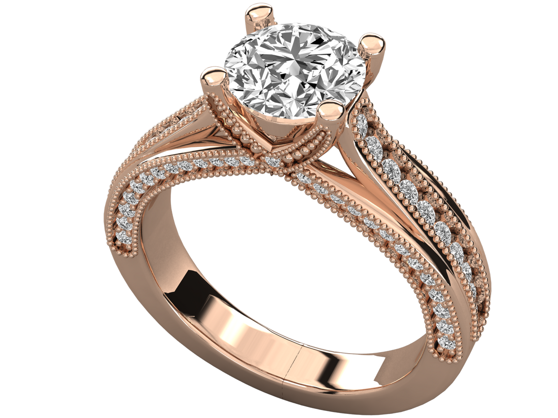 9K GOLD SOLITAIRE LAB GROWN DIAMOND LADIES  RING.
