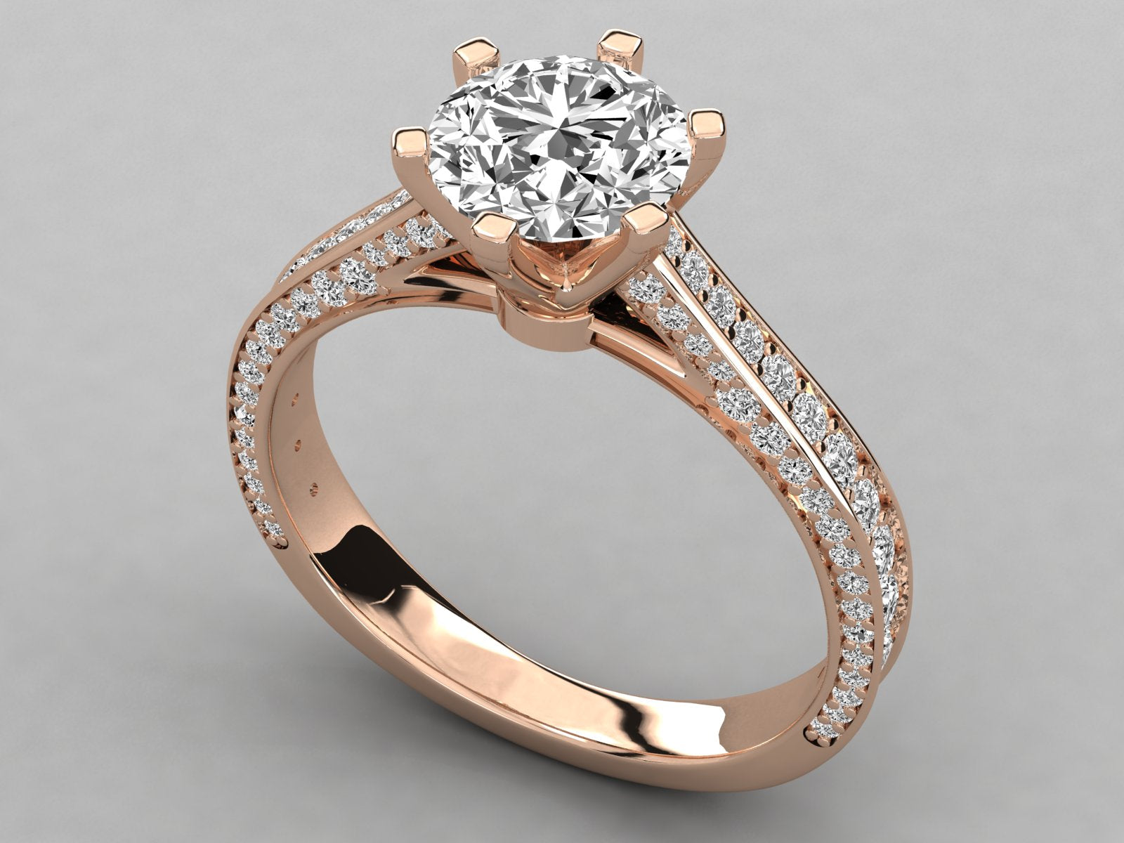 9K GOLD SOLITAIRE ROUND CUT LAB GROWN DIAMOND LADIES BRILLIANT RING.