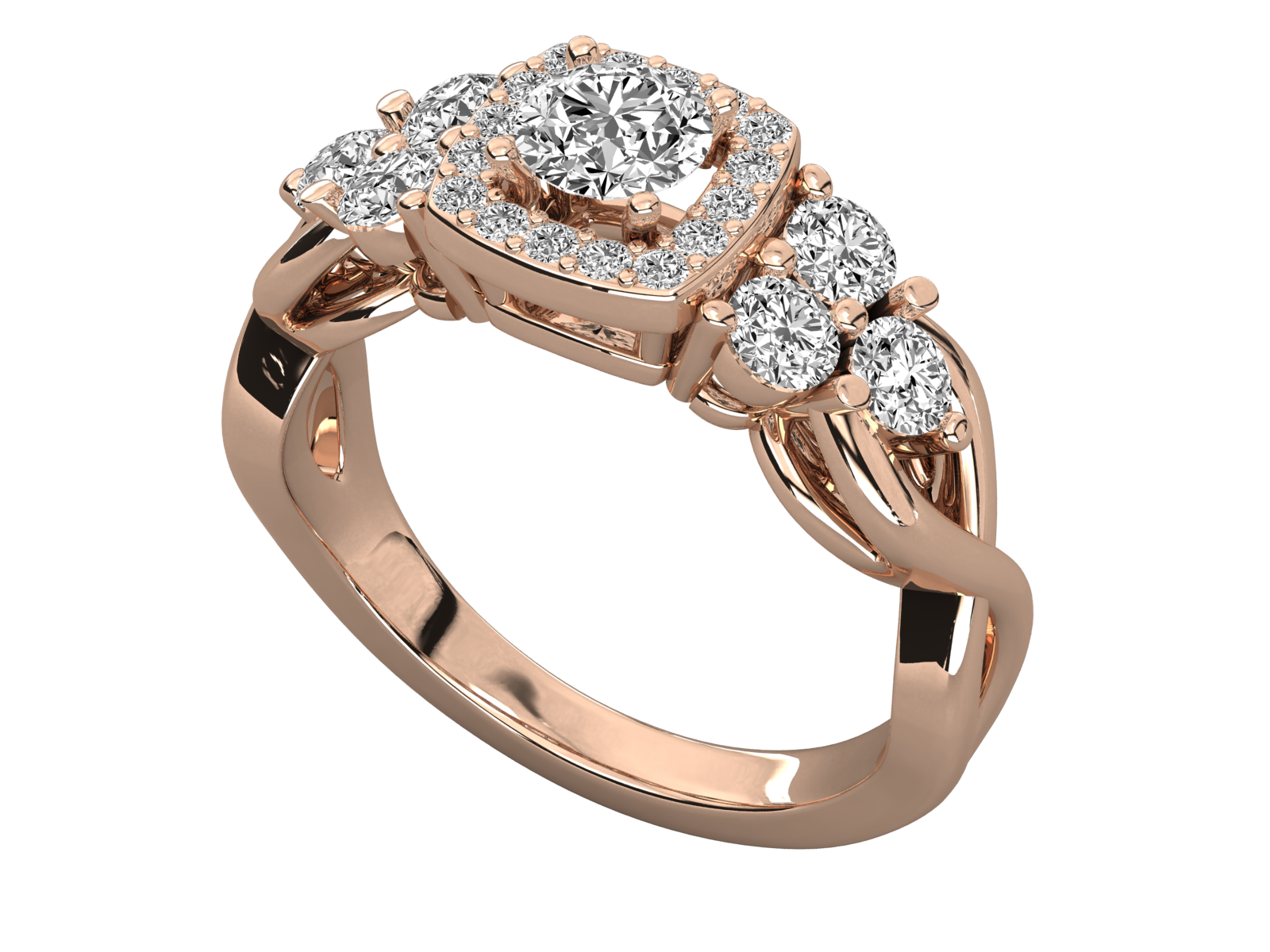 9K GOLD SOLITAIRE ROUND DIAMOND LADIES RING.