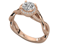 14K GOLD SOLITAIRE ROUND DIAMOND LADIES BRILLIANT RING.