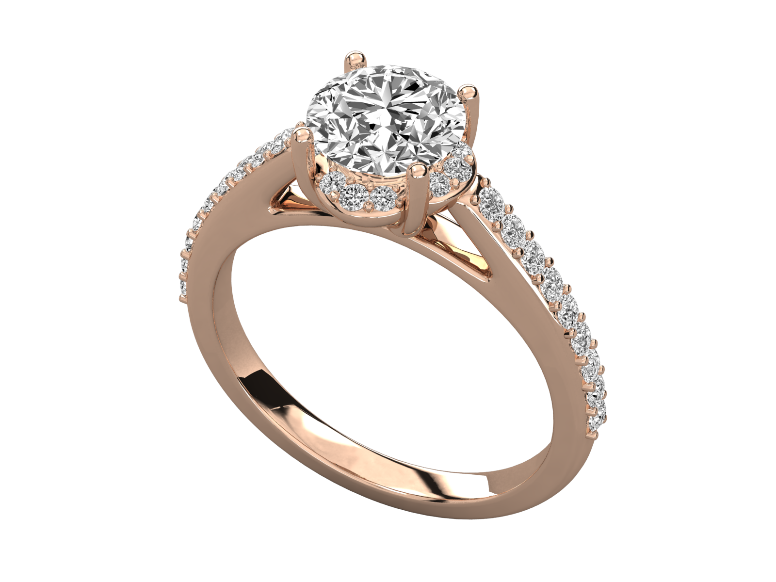 9K GOLD SOLITAIRE ROUND DIAMOND LADIES BRILLIANT RING.