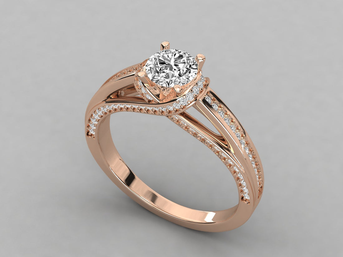 14K GOLD SOLITAIRE ROUND CUT LAB GROWN DIAMOND LADIES BRILLIANT RING.