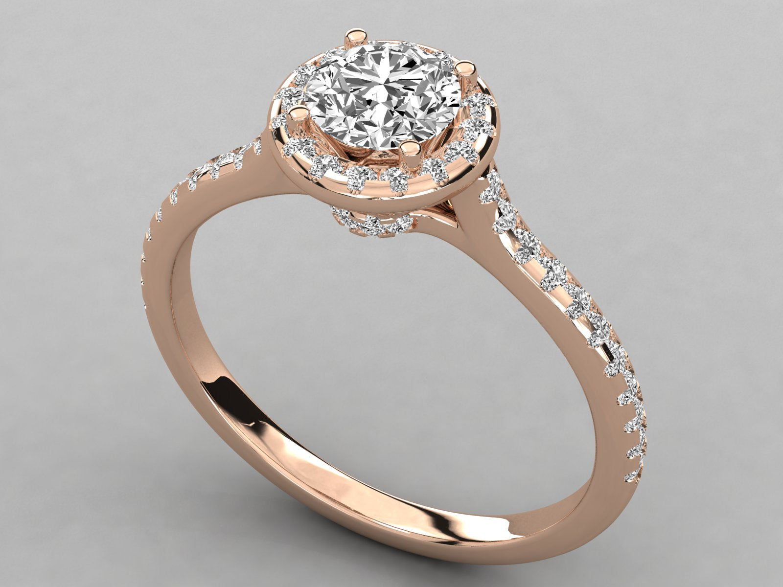 9K GOLD SOLITAIRE ROUND DIAMOND LADIES BRILLIANT RING.