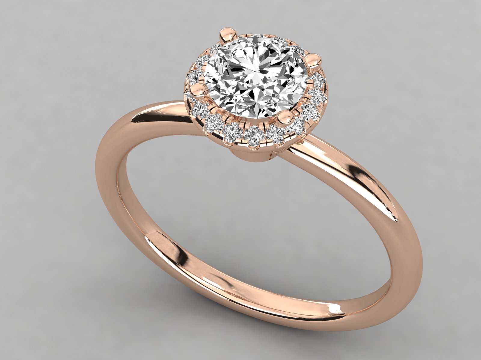 9K GOLD SOLITAIRE ROUND DIAMOND LADIES BRILLIANT RING.