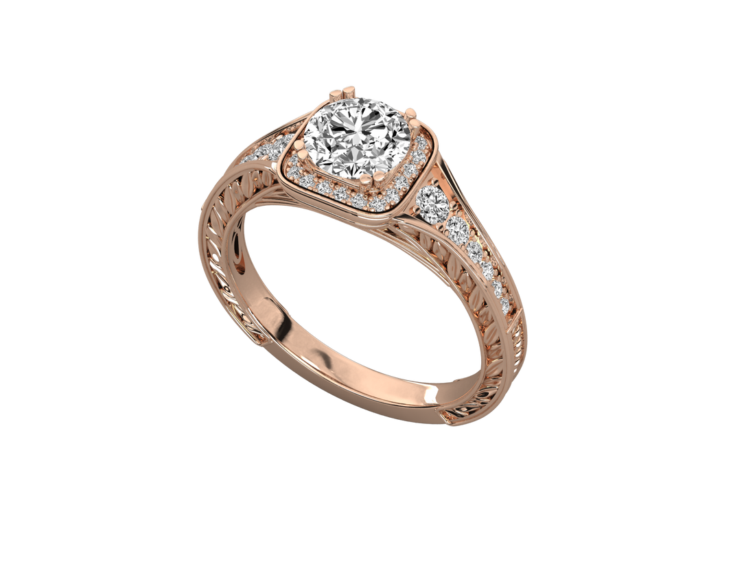 9K GOLD SOLITAIRE ROUND DIAMOND LADIES BRILLIANT RING.