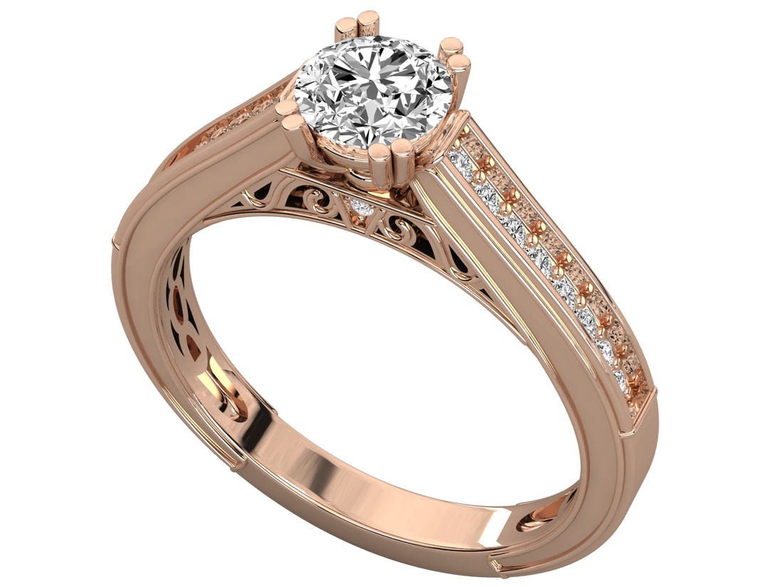 9K GOLD SOLITAIRE LAB GROWN DIAMOND LADIES  RING.