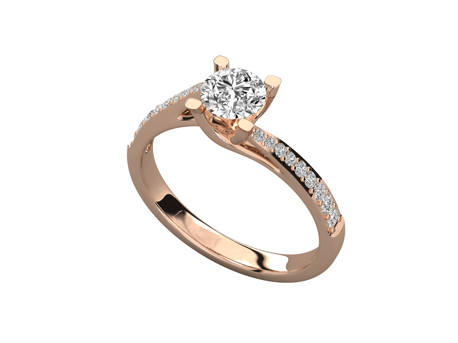 9K GOLD SOLITAIRE ROUND CUT LAB GROWN DIAMOND LADIES BRILLIANT RING.