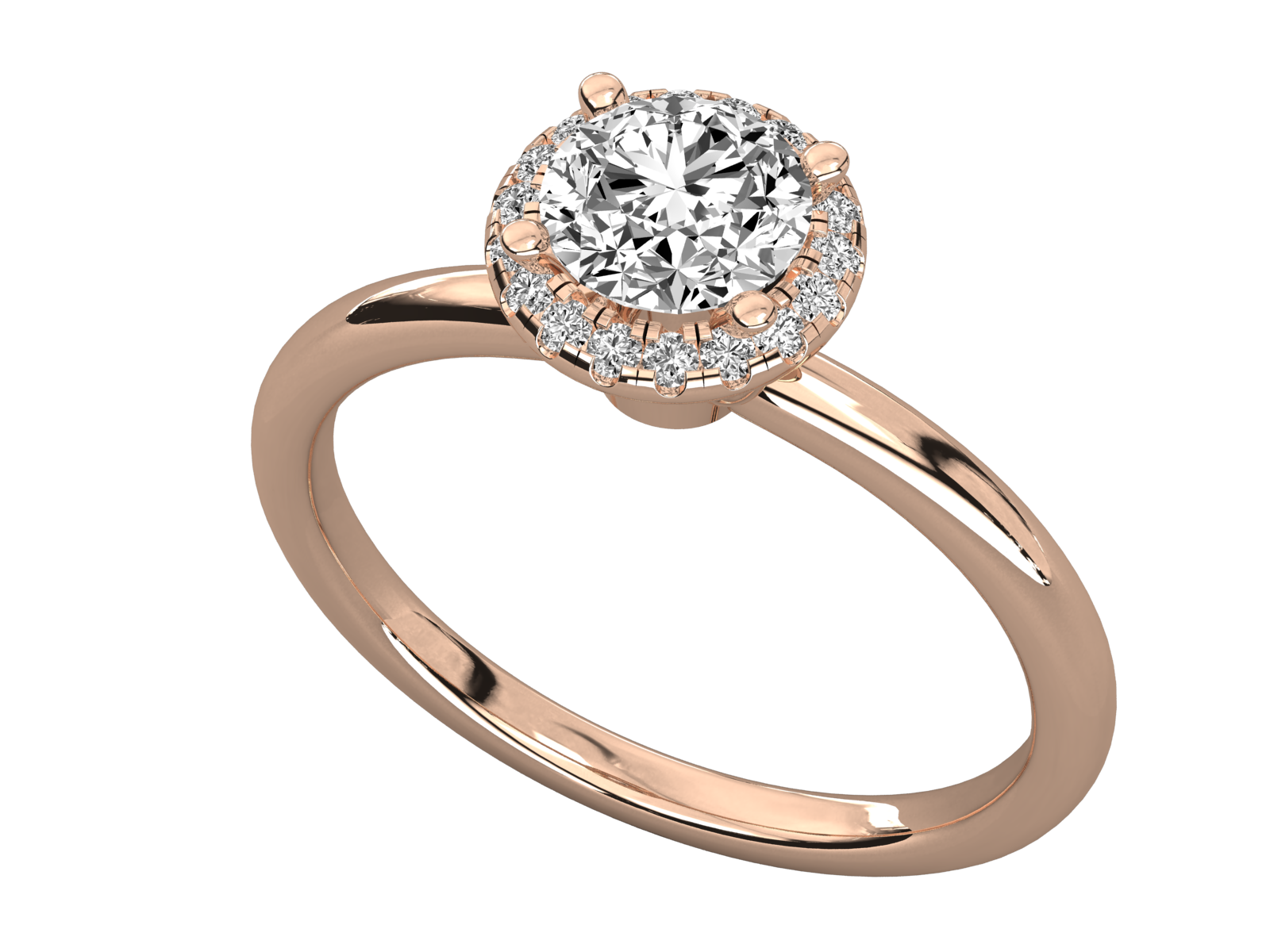 9K GOLD SOLITAIRE ROUND DIAMOND LADIES BRILLIANT RING.