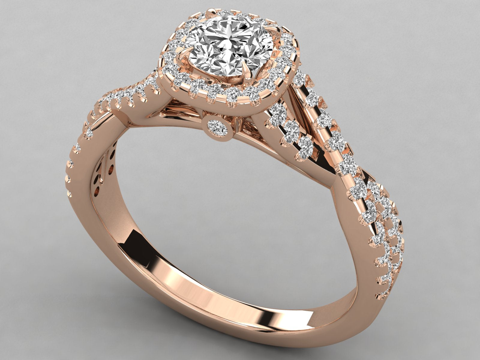 9K GOLD SOLITAIRE ROUND CUT LAB GROWN DIAMOND LADIES BRILLIANT RING.