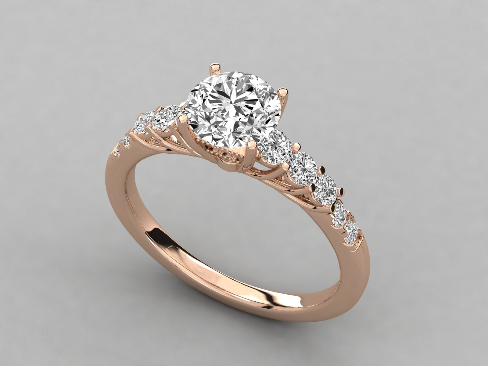 9K GOLD SOLITAIRE  LAB GROWN DIAMOND LADIES BRILLIANT RING.