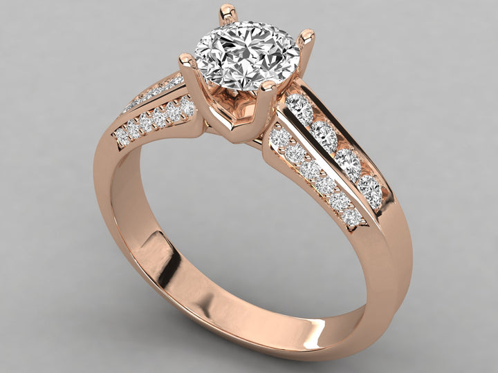 14K GOLD SOLITAIRE LAB GROWN DIAMOND LADIES  RING.