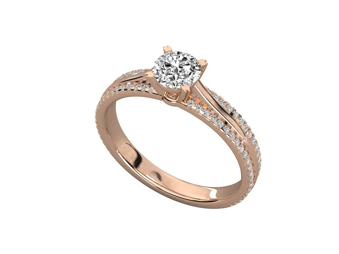 9K GOLD SOLITAIRE LAB GROWN DIAMOND LADIES  RING.
