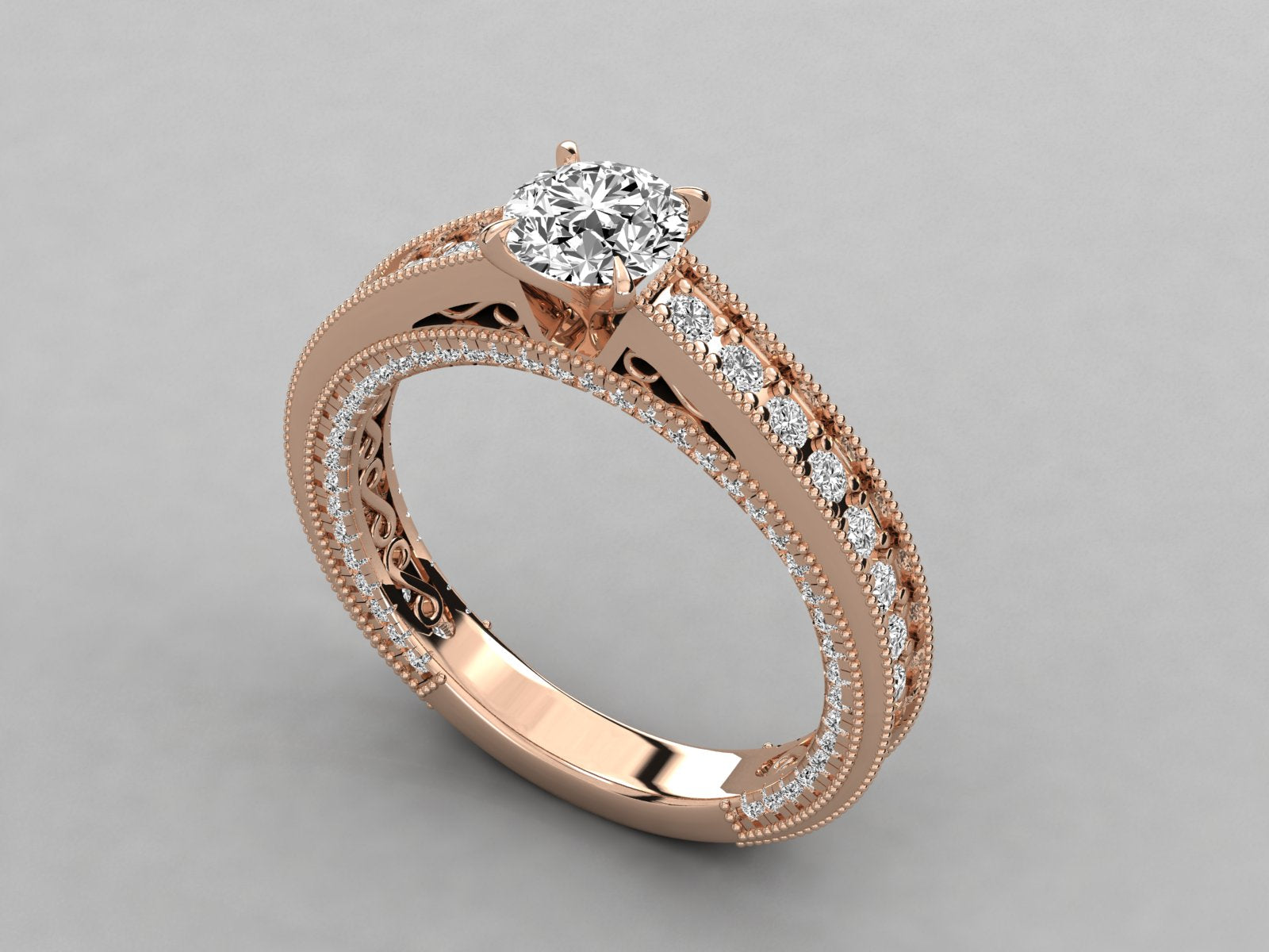 9K GOLD SOLITAIRE ROUND CUT LAB GROWN DIAMOND LADIES BRILLIANT RING.