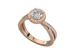 14K GOLD SOLITAIRE ROUND CUT LAB GROWN DIAMOND LADIES BRILLIANT RING.