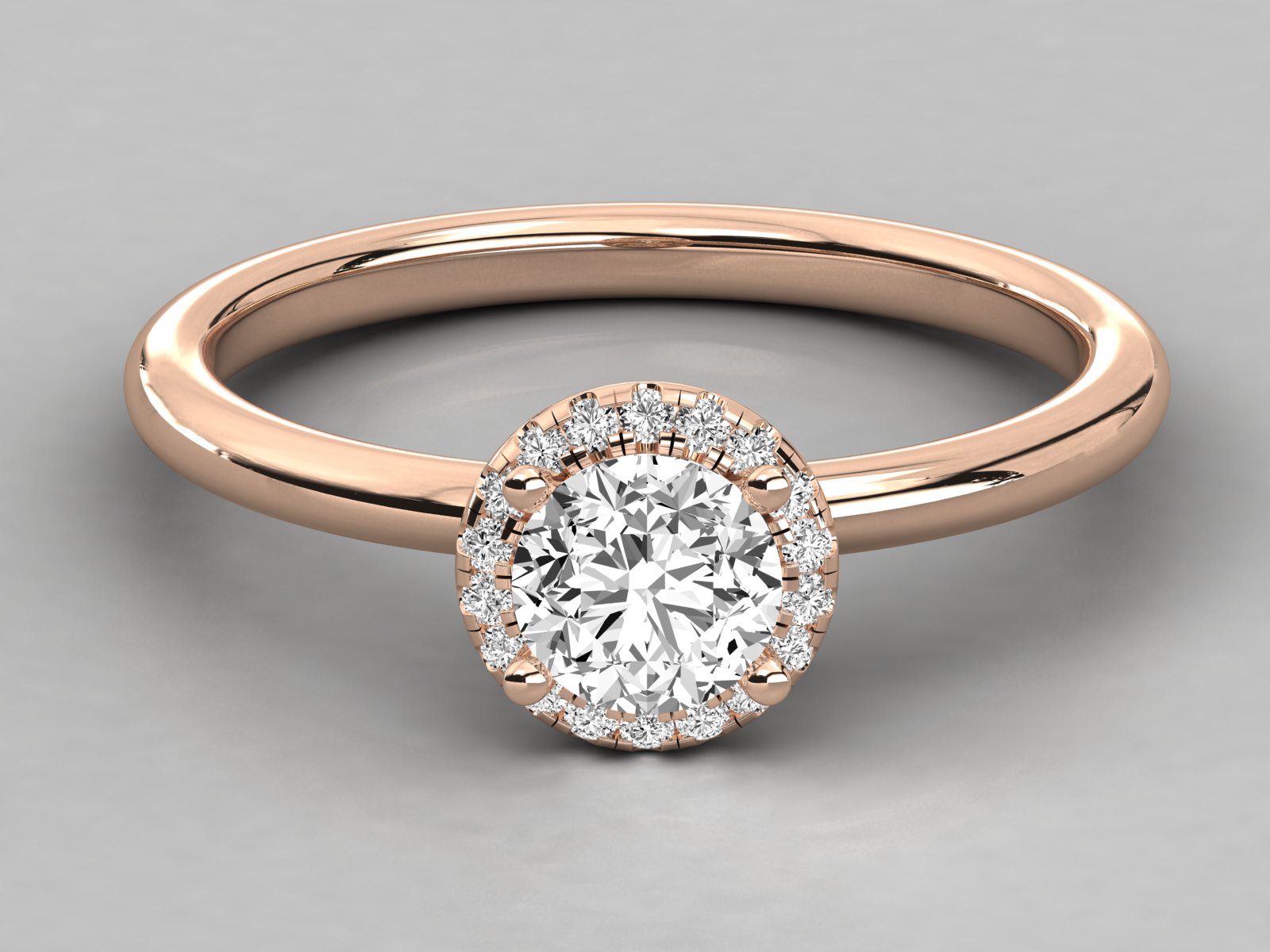 9K GOLD SOLITAIRE ROUND DIAMOND LADIES BRILLIANT RING.