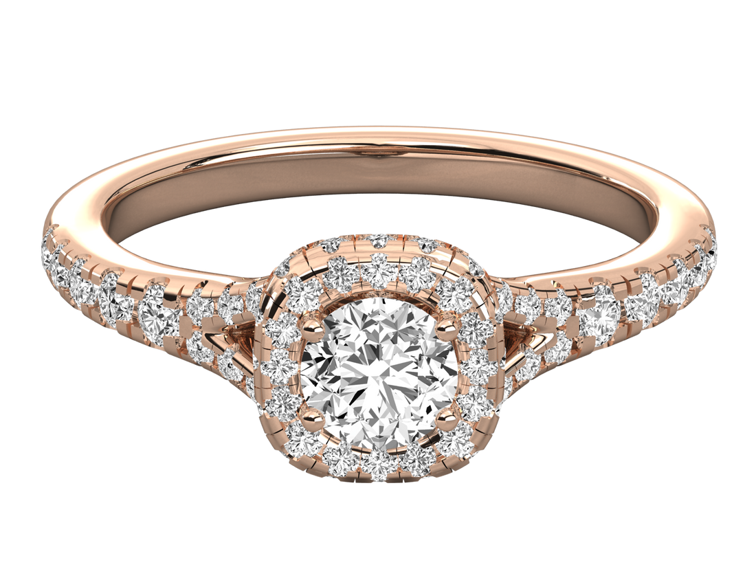 9K GOLD SOLITAIRE ROUND DIAMOND LADIES BRILLIANT RING.