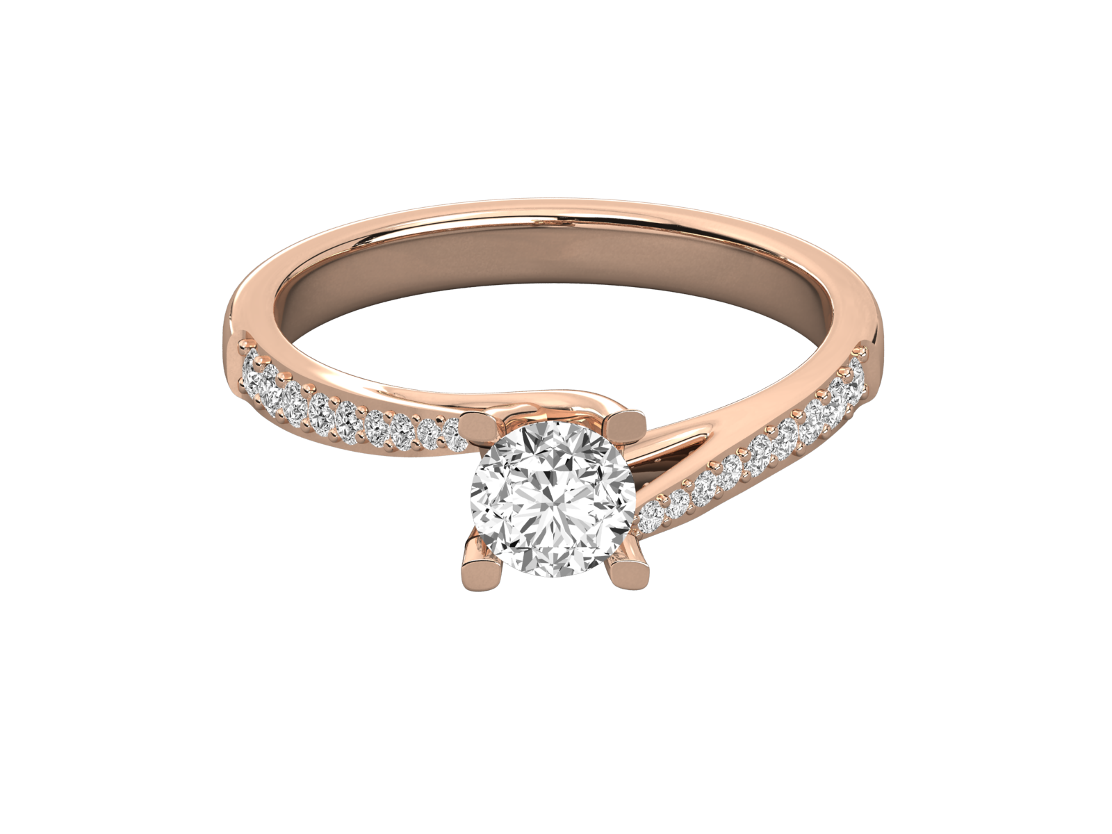 9K GOLD SOLITAIRE ROUND CUT LAB GROWN DIAMOND LADIES BRILLIANT RING.