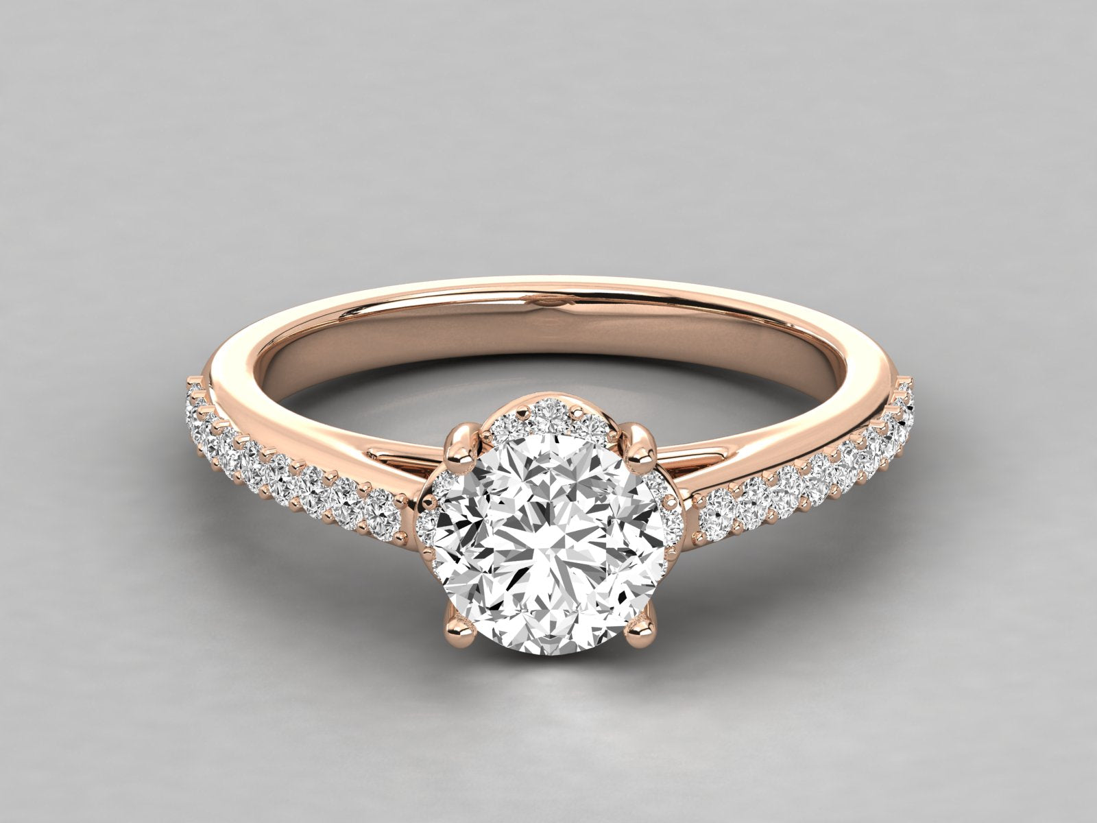 9K GOLD SOLITAIRE ROUND DIAMOND LADIES BRILLIANT RING.