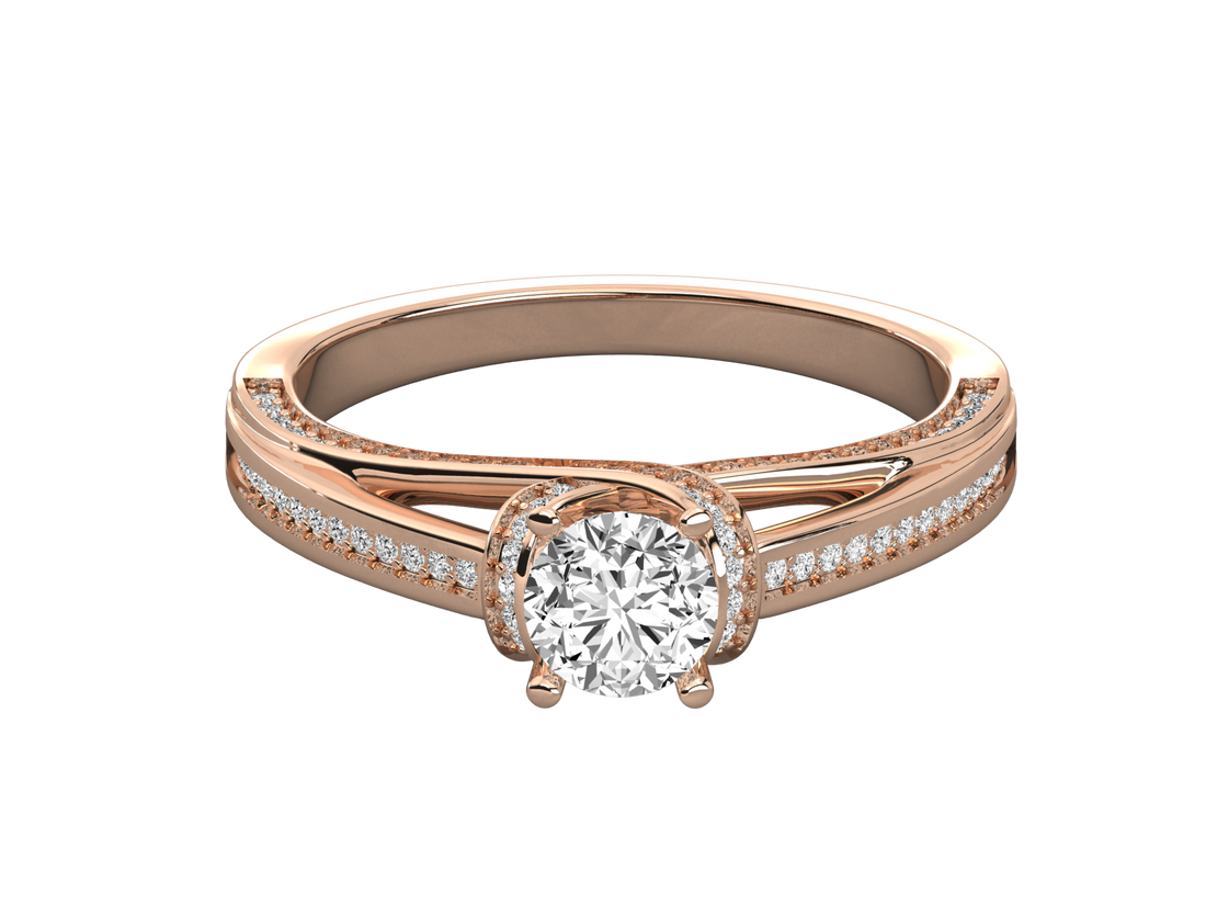 14K GOLD SOLITAIRE ROUND CUT LAB GROWN DIAMOND LADIES BRILLIANT RING.