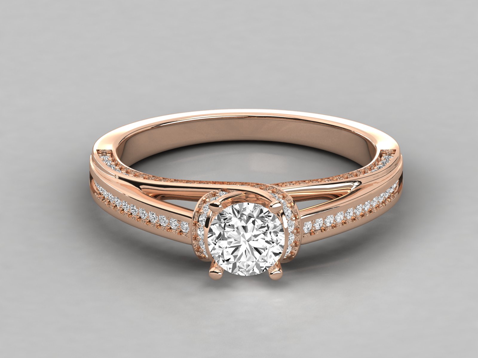 14K GOLD SOLITAIRE ROUND CUT LAB GROWN DIAMOND LADIES BRILLIANT RING.