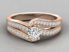 14K GOLD SOLITAIRE LAB GROWN DIAMOND LADIES  RING.
