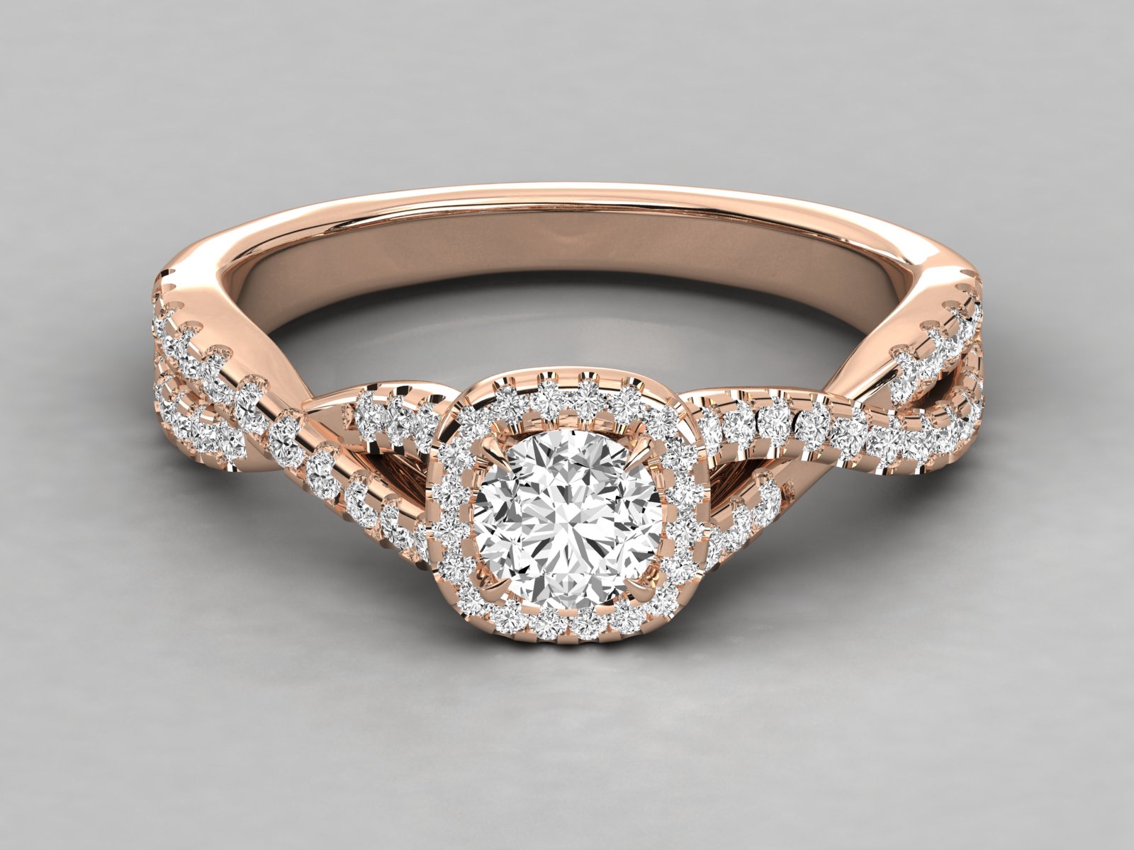 9K GOLD SOLITAIRE ROUND CUT LAB GROWN DIAMOND LADIES BRILLIANT RING.