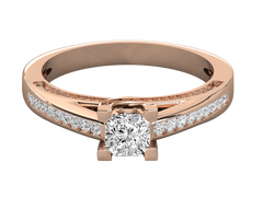 14K GOLD SOLITAIRE  LAB GROWN DIAMOND LADIES RING.