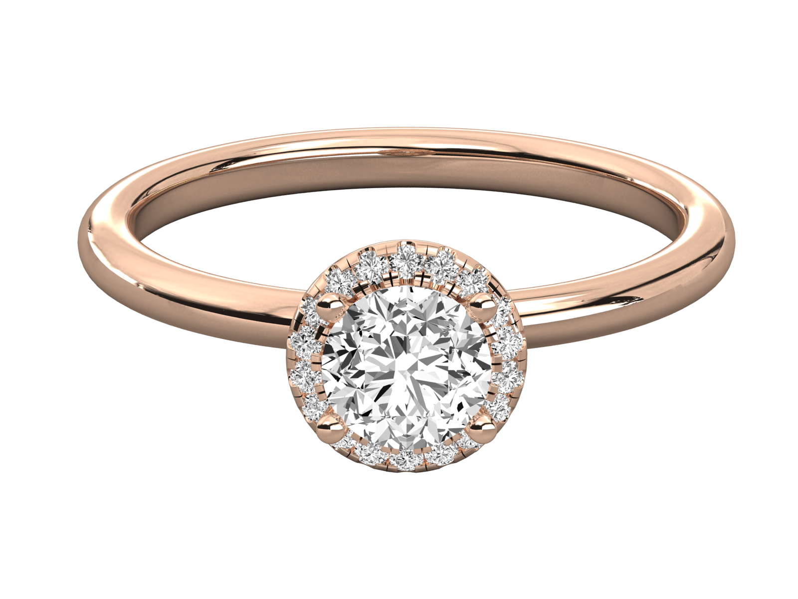 9K GOLD SOLITAIRE ROUND DIAMOND LADIES BRILLIANT RING.