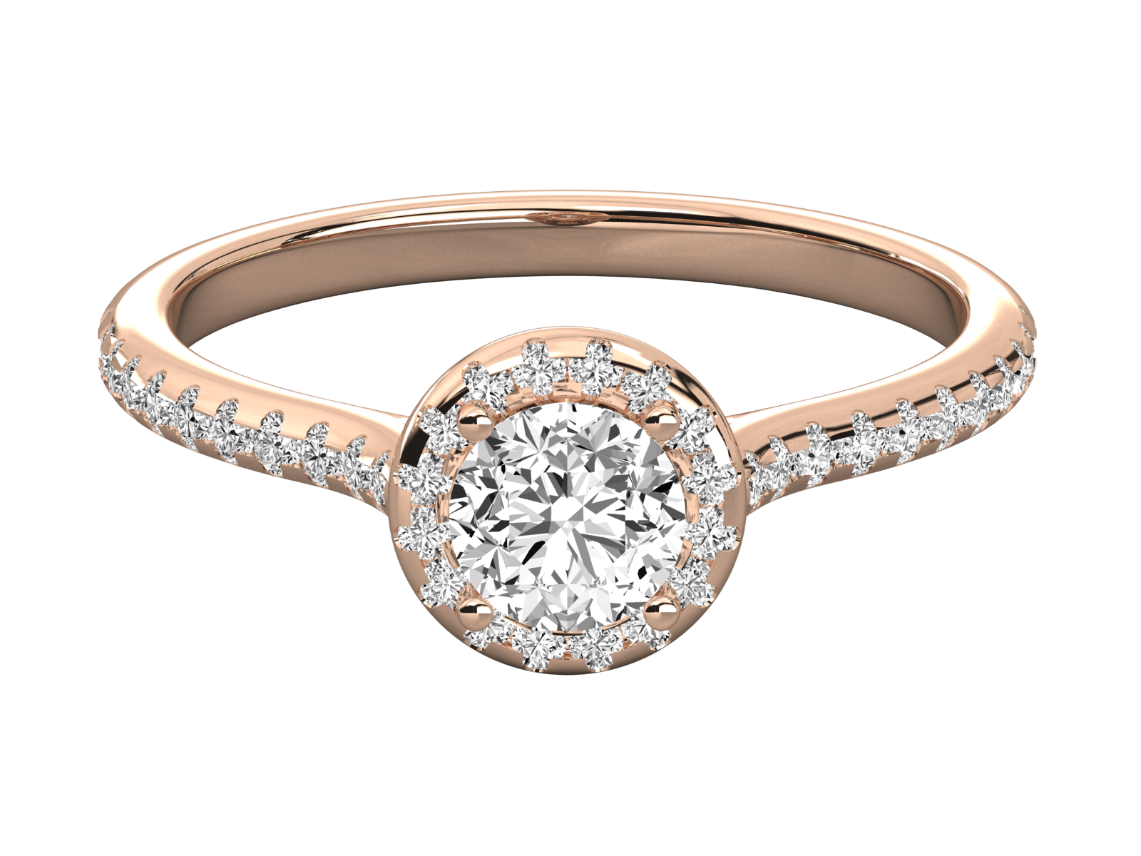 9K GOLD SOLITAIRE ROUND DIAMOND LADIES BRILLIANT RING.