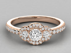 14K GOLD SOLITAIRE LAB GROWN DIAMOND  BRILLIANT RING.