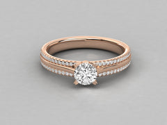 9K GOLD SOLITAIRE LAB GROWN DIAMOND LADIES  RING.