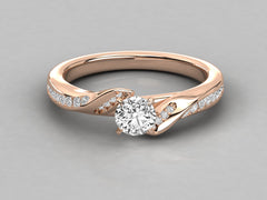 9K GOLD SOLITAIRE  LAB GROWN DIAMOND LADIES  RING.