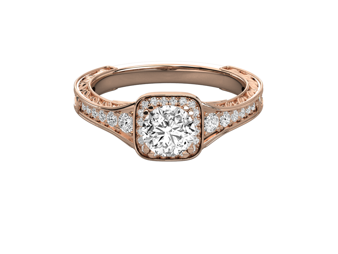 9K GOLD SOLITAIRE ROUND DIAMOND LADIES BRILLIANT RING.