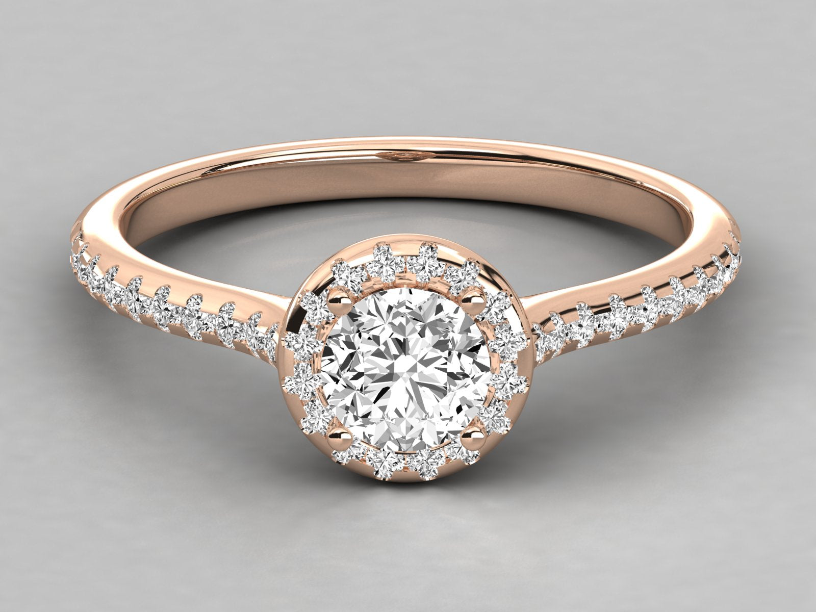 9K GOLD SOLITAIRE ROUND DIAMOND LADIES BRILLIANT RING.