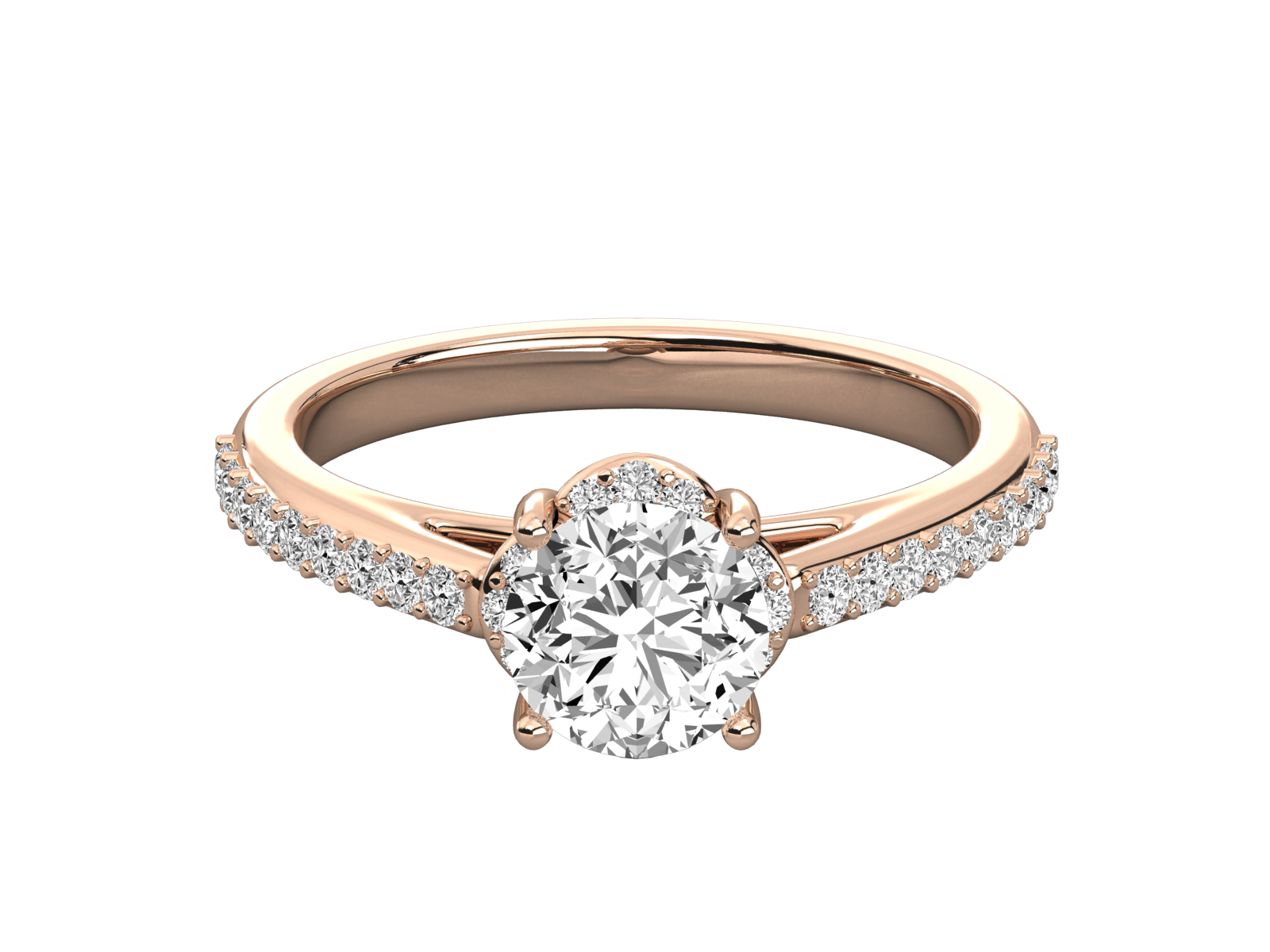 9K GOLD SOLITAIRE ROUND DIAMOND LADIES BRILLIANT RING.