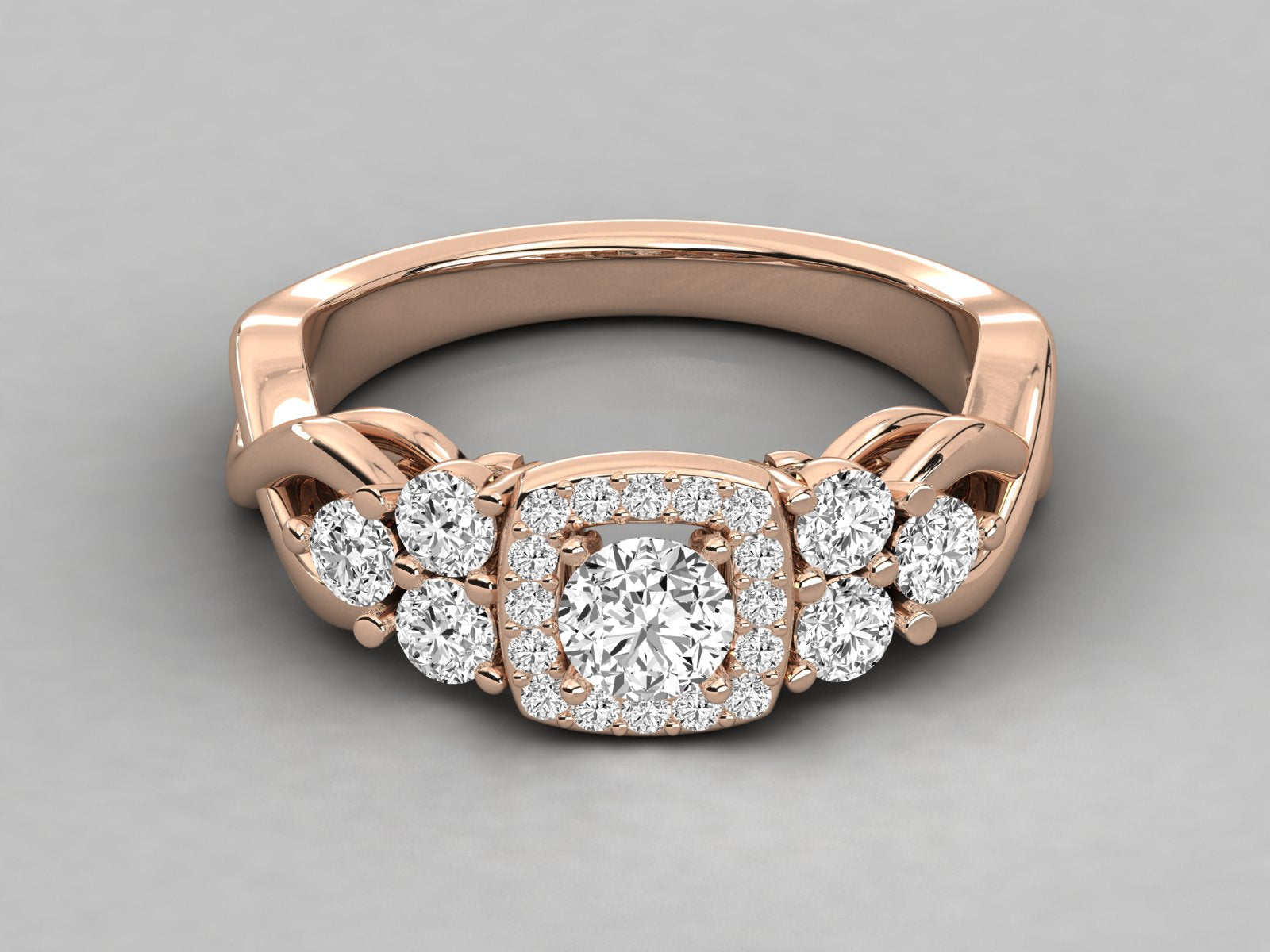 9K GOLD SOLITAIRE ROUND DIAMOND LADIES RING.