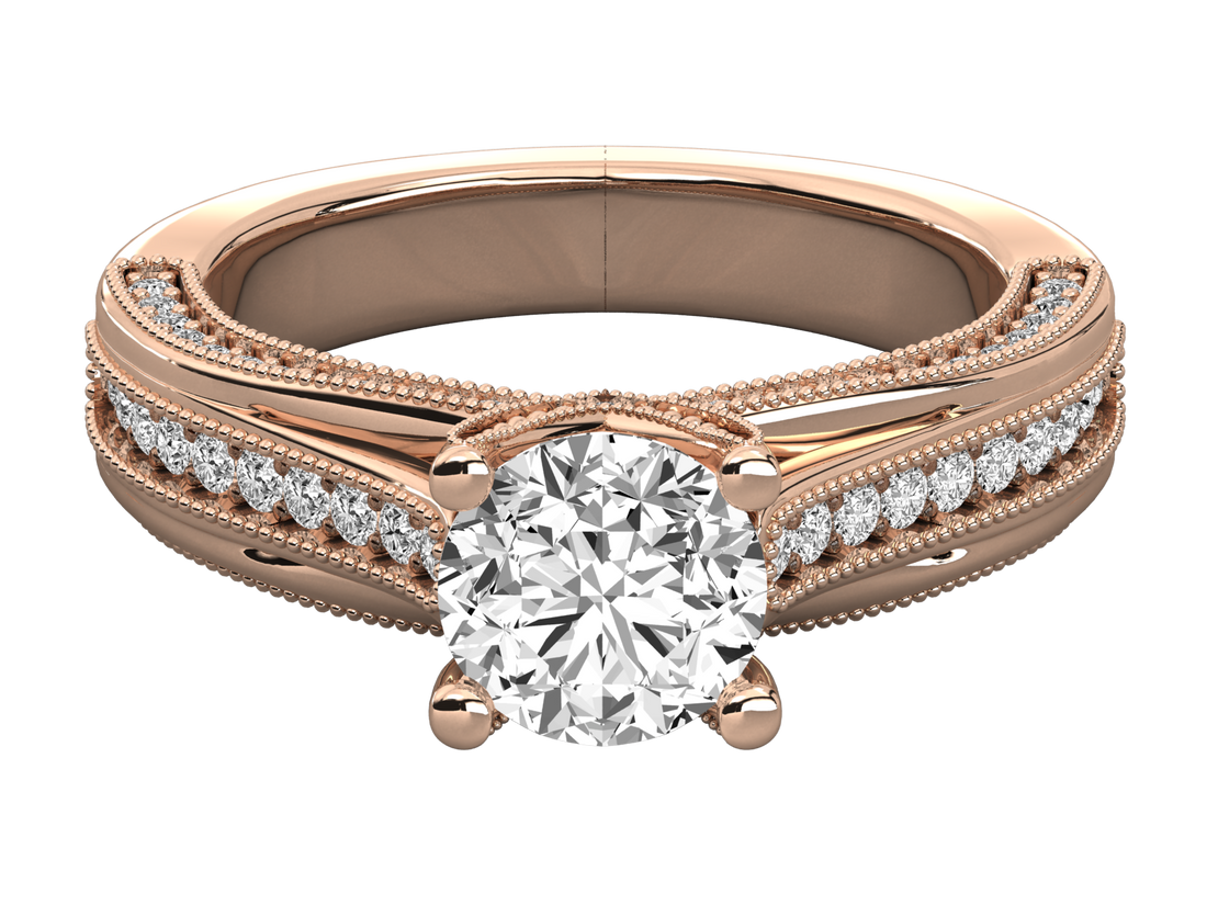9K GOLD SOLITAIRE LAB GROWN DIAMOND LADIES  RING.
