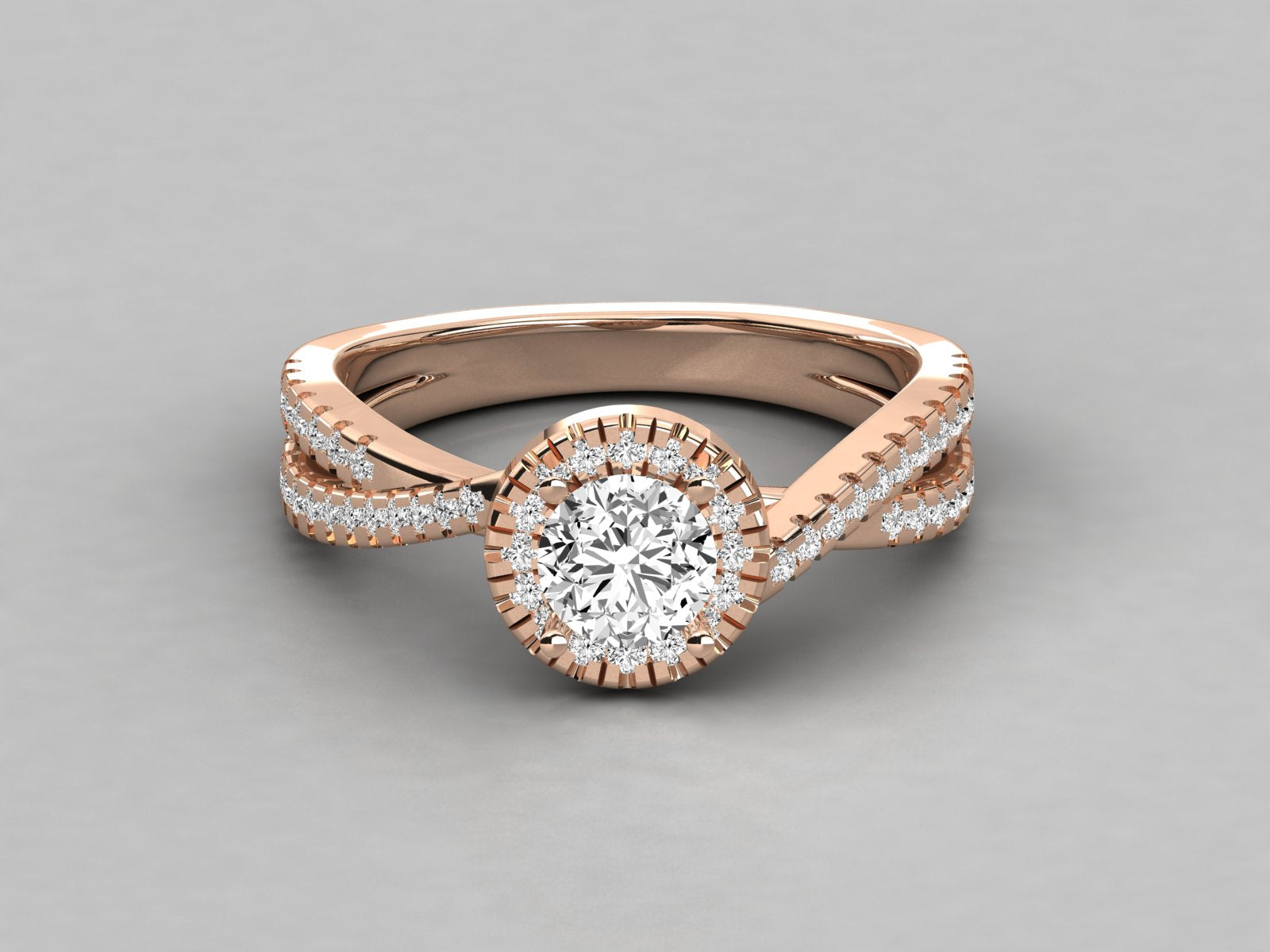 9K GOLD SOLITAIRE ROUND CUT LAB GROWN DIAMOND LADIES BRILLIANT RING.